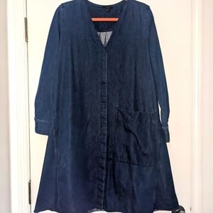 COS boxy oversized v-neck denim dress with giant pocket - size 10